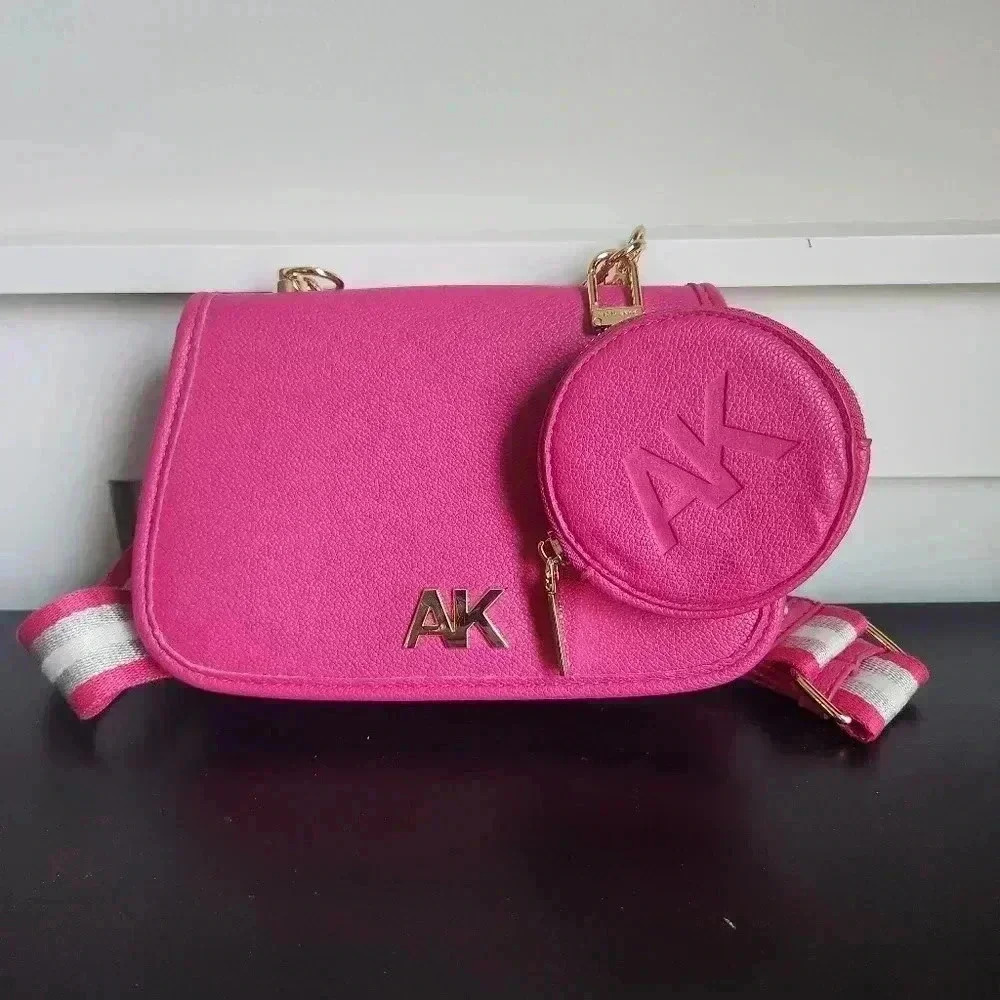 Anne Klein Hibiscus Pink Crossbody Convertible Strap Bag With Coin Purse